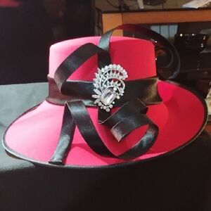 Ashro Pink and Black Ribbon Hat